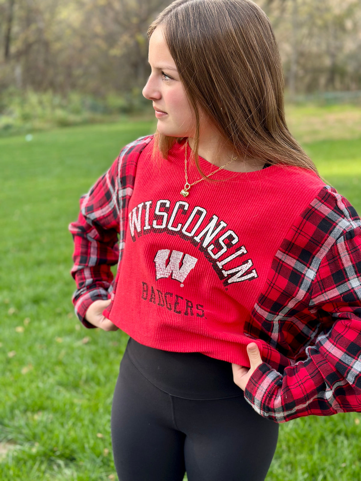 Upcycled Badgers Shirt/Flannel Tunic
