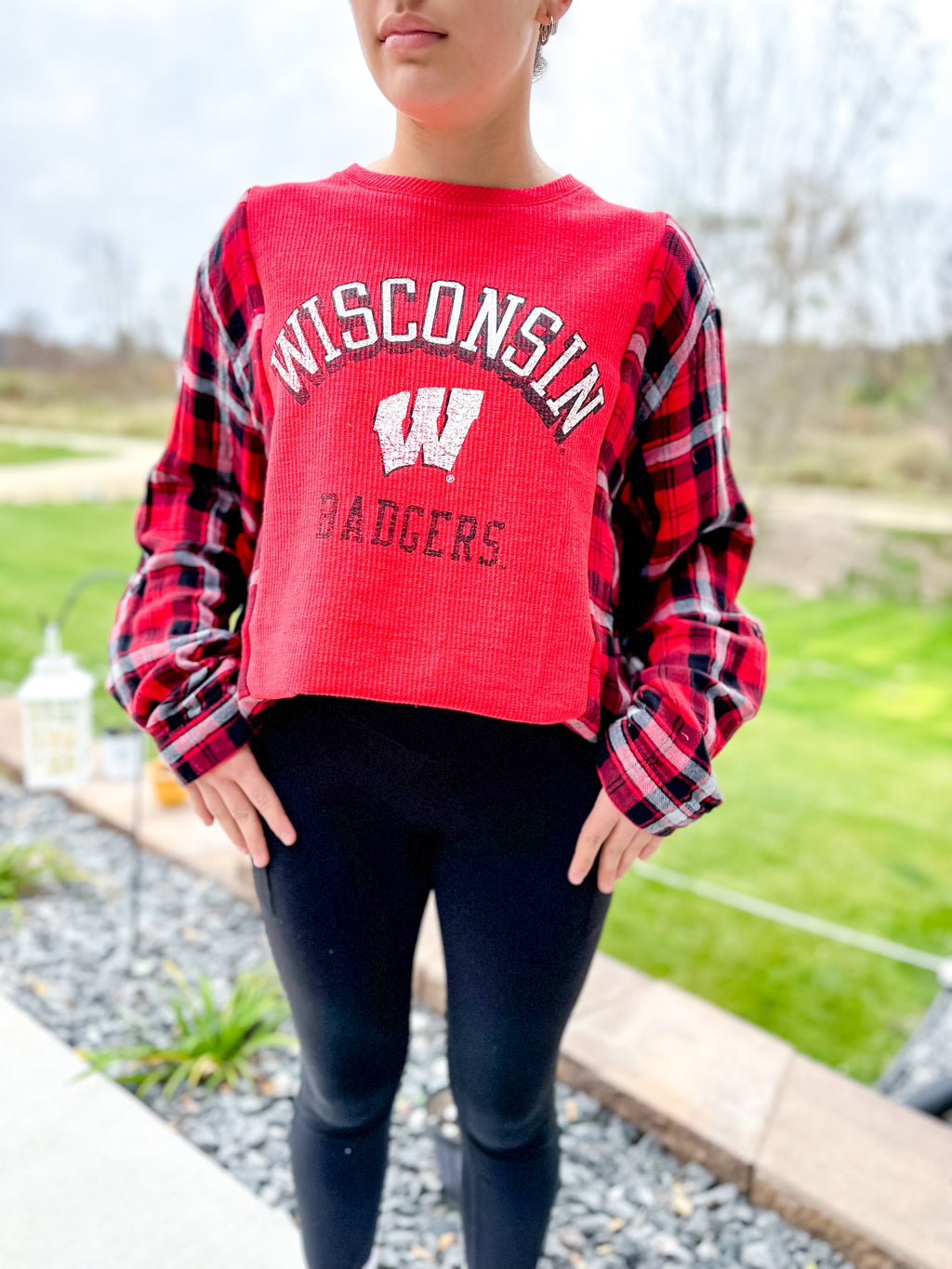 Upcycled Badgers Shirt/Flannel Tunic
