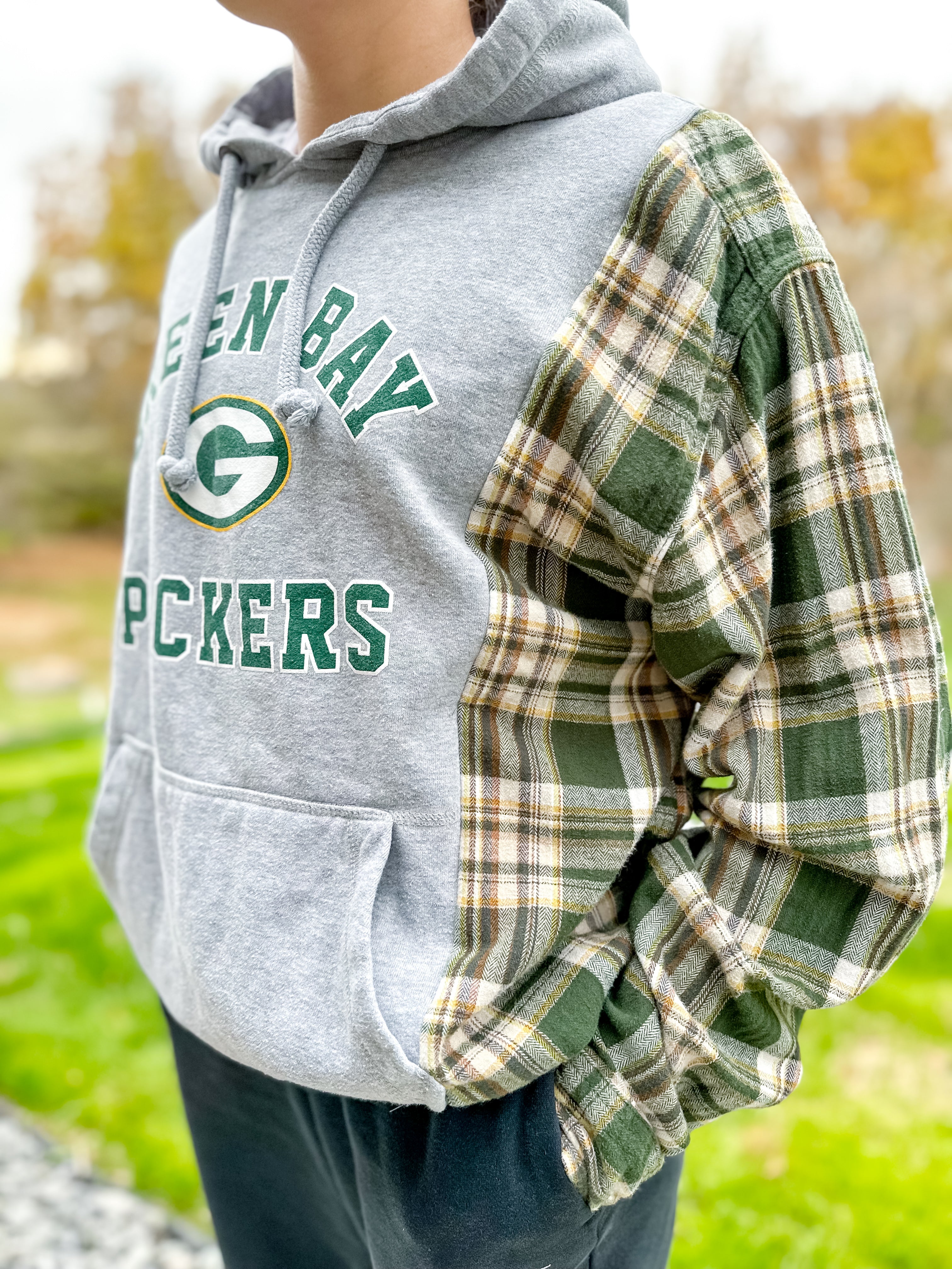 Upcycled Green Bay Hoodie/Flannel