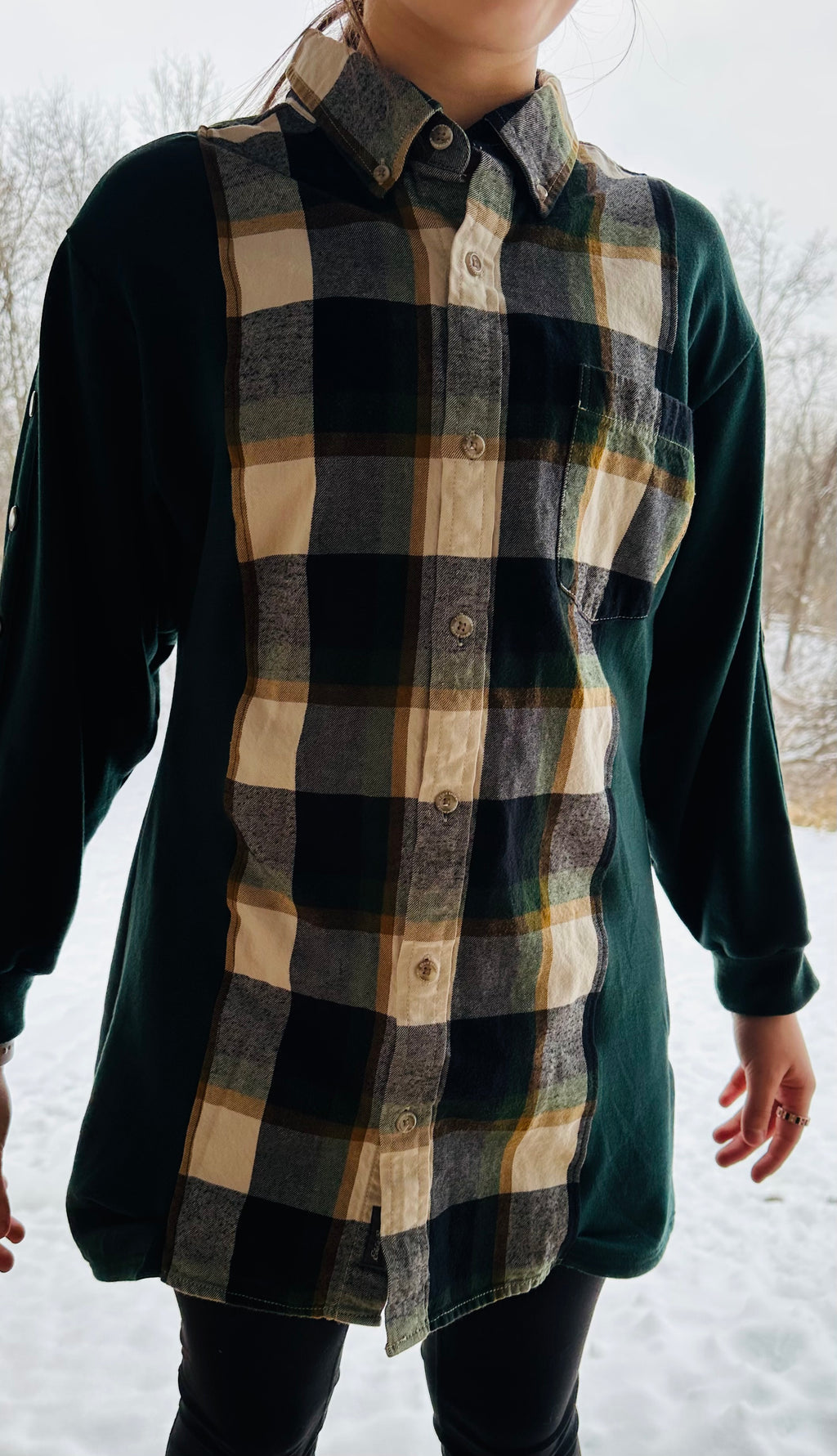 Upcycled  flannel sweatshirt
