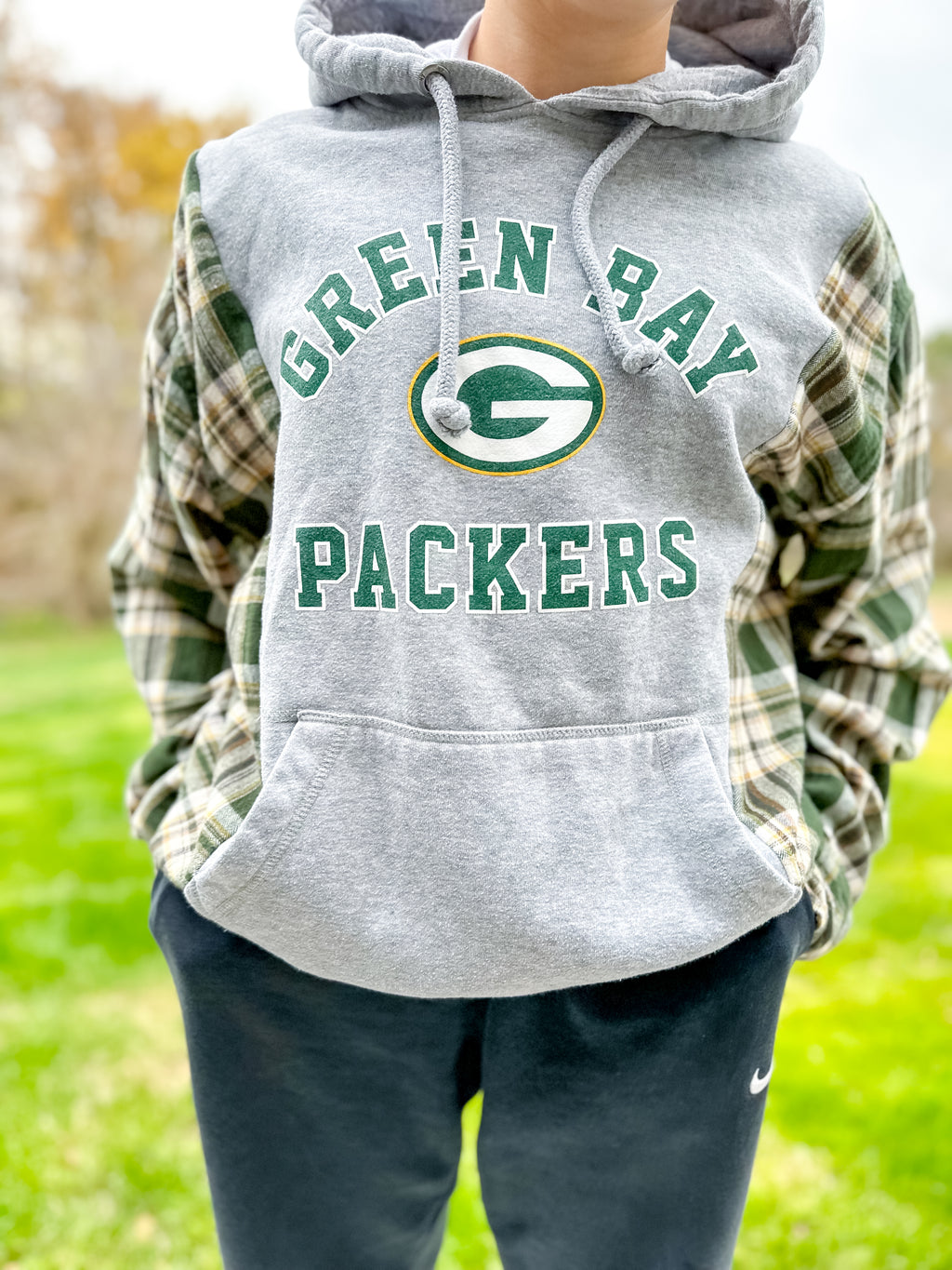Upcycled Green Bay Hoodie/Flannel