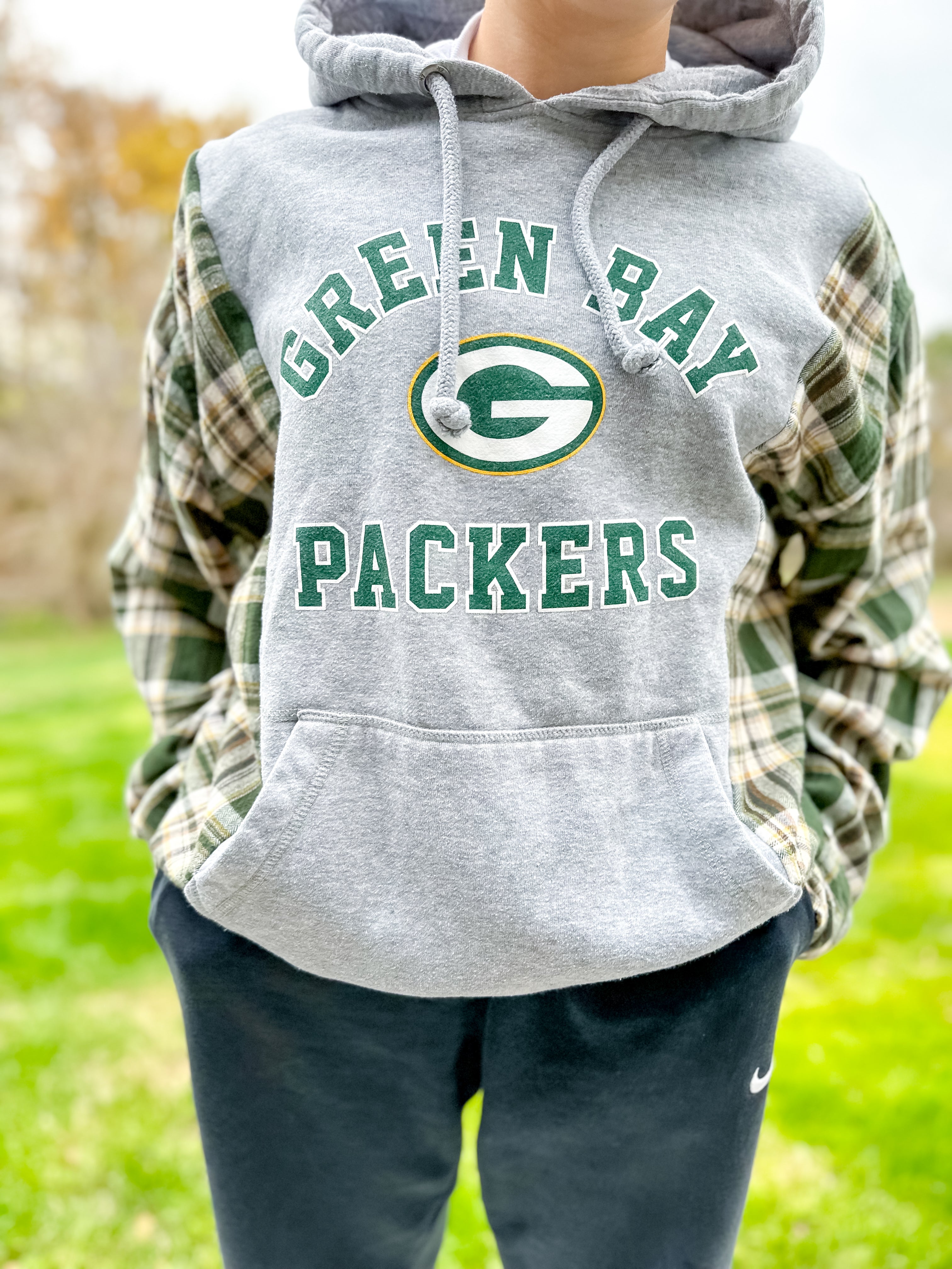 Upcycled Green Bay Hoodie/Flannel