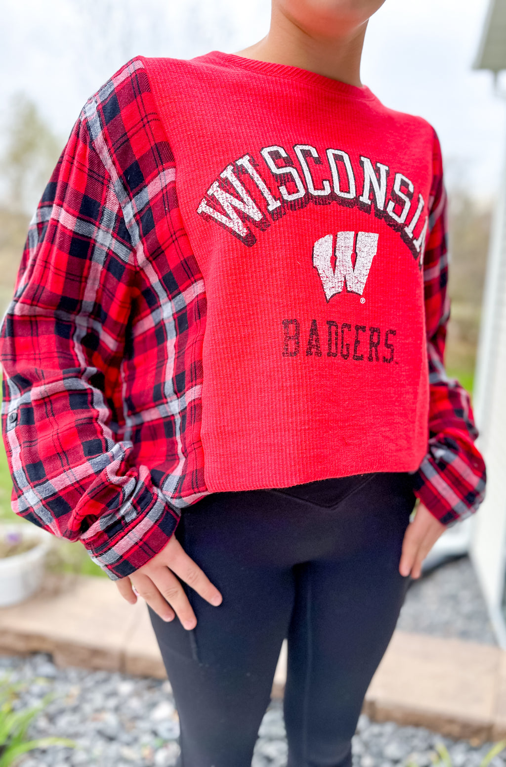 Upcycled Badgers Shirt/Flannel Tunic