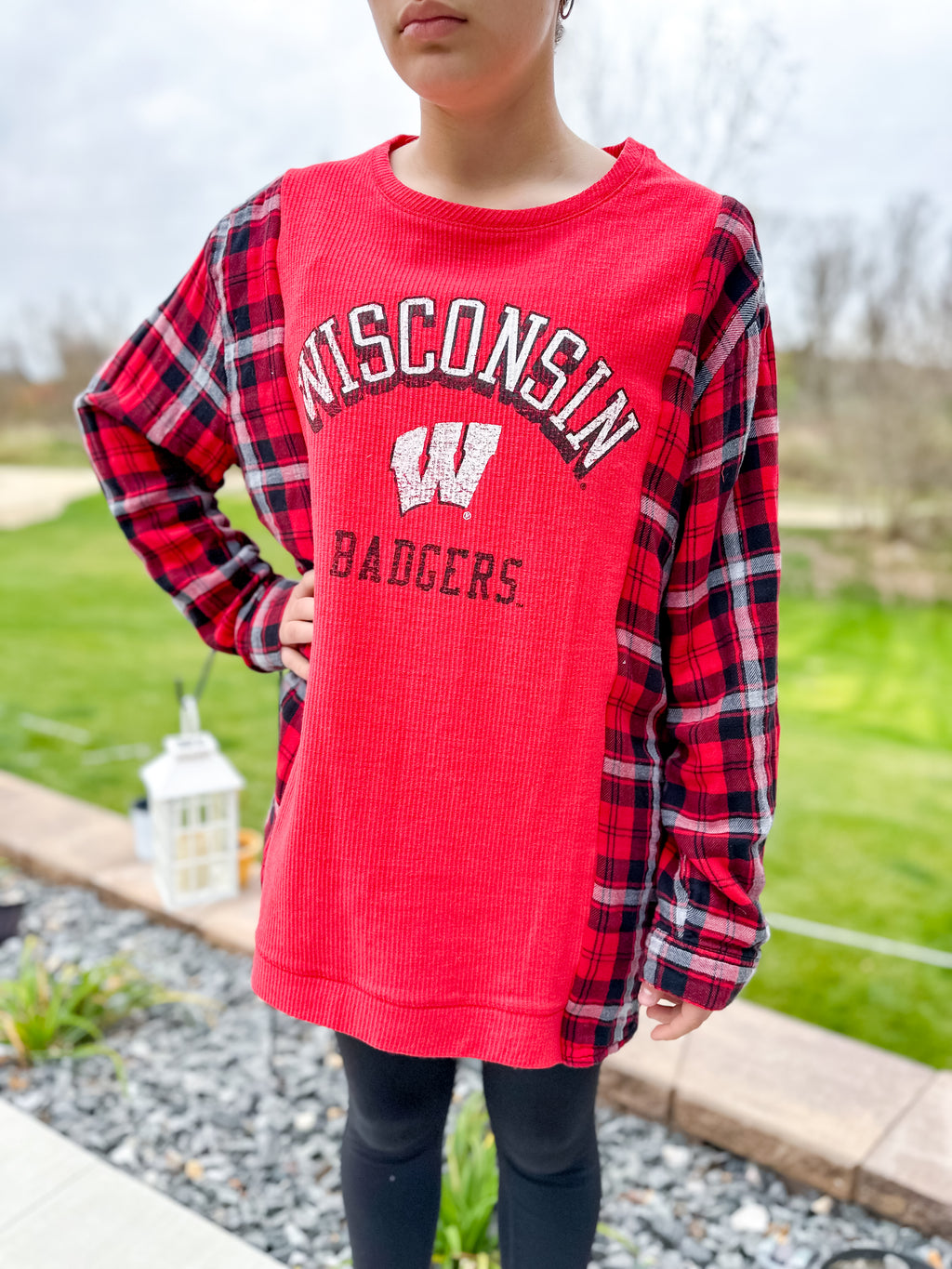 Upcycled Badgers Shirt/Flannel Tunic