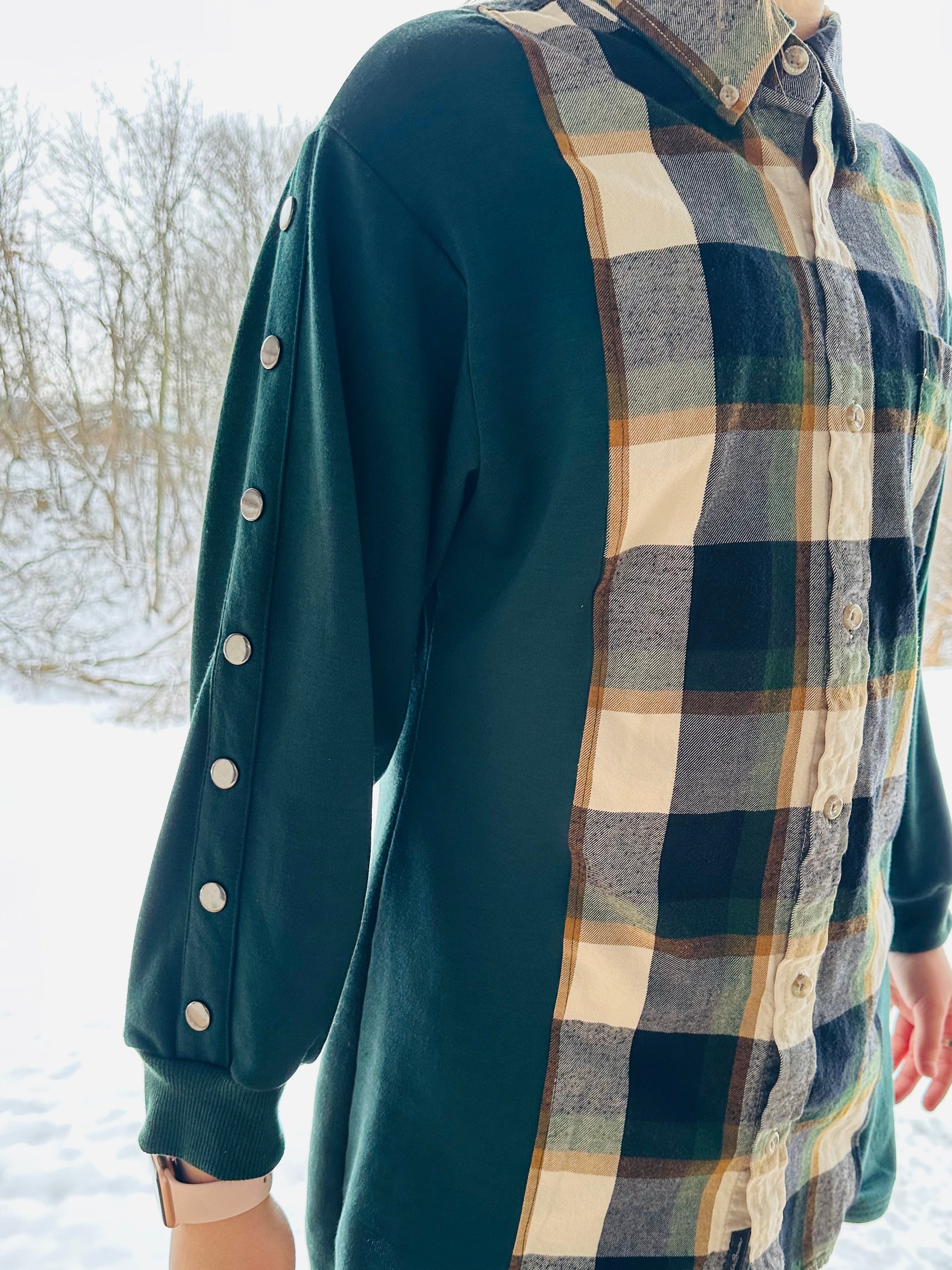 Upcycled  flannel sweatshirt