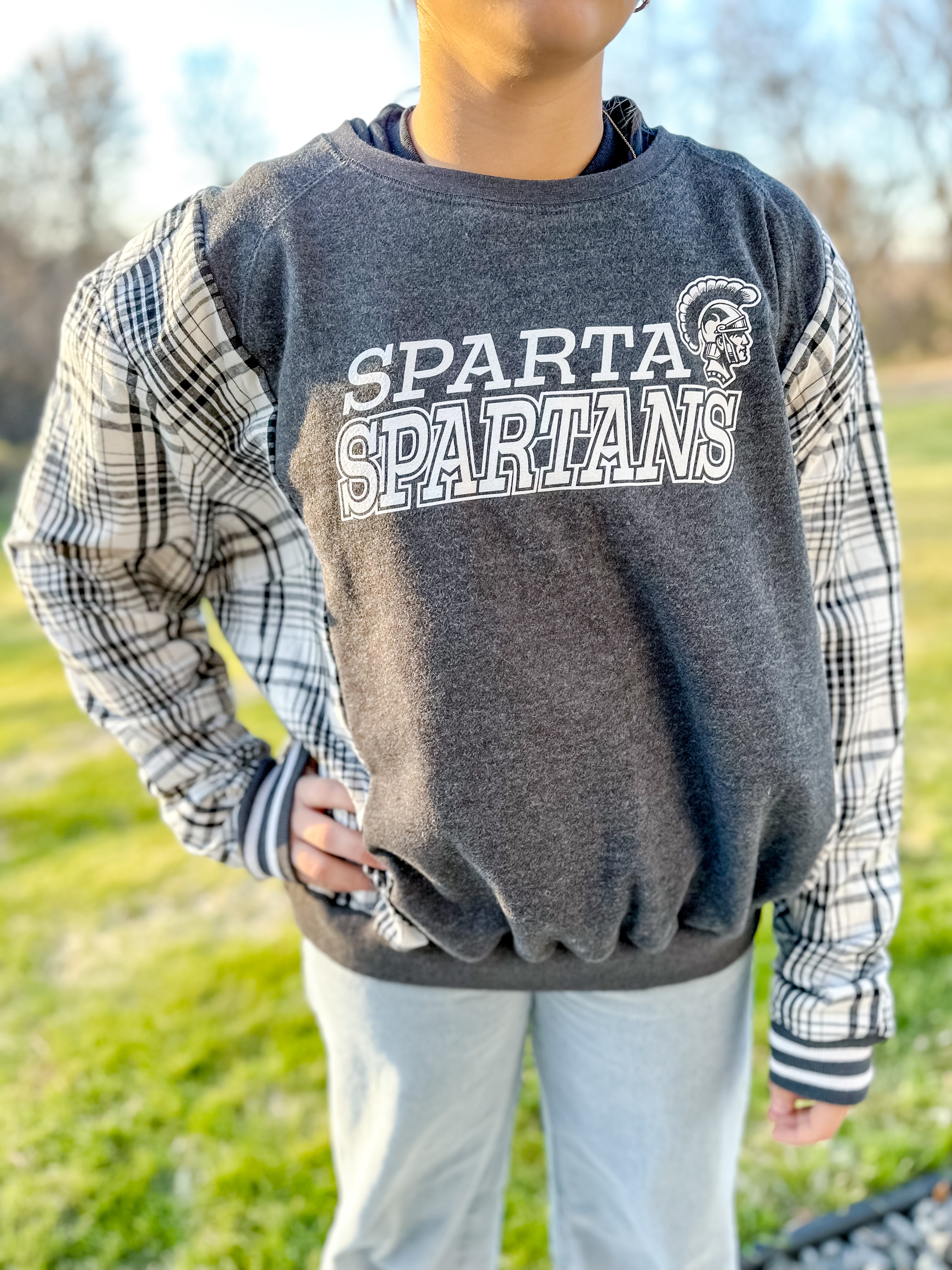 Upcycled Sparta Sweatshirt/Flannel