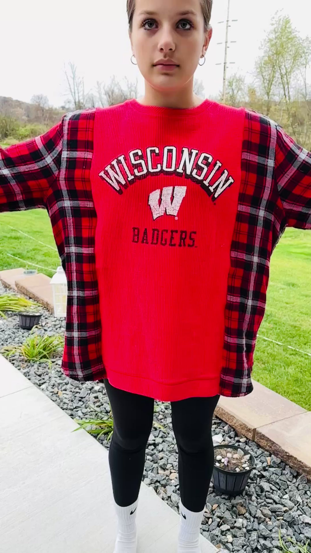 Upcycled Badgers Shirt/Flannel Tunic