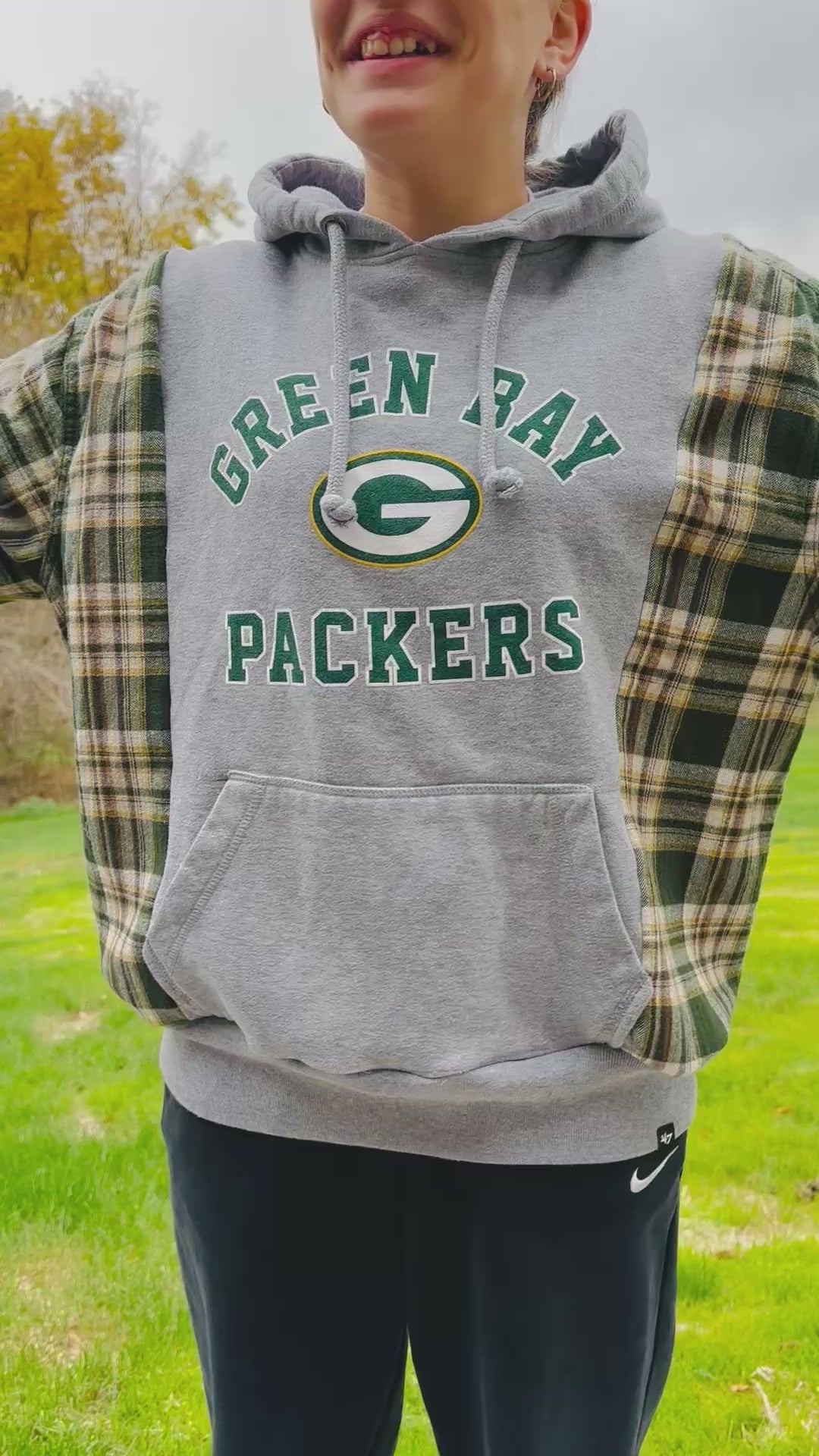 Upcycled Green Bay Hoodie/Flannel